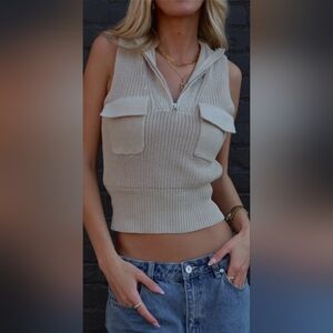 Stylish Beige Knit Sweater Top